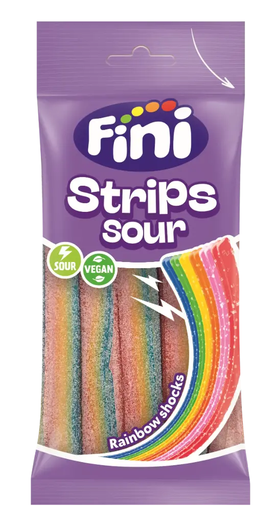 FINI JELLY STRIBS SOUR RAINBOW BELTS 90GM